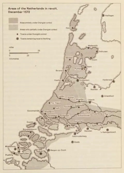 Areas of the Netherlands in Revolt, 1572