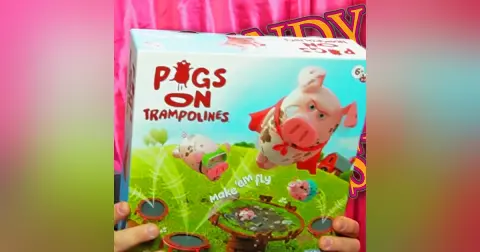 PIGS ON TRAMPOLINES Game Review, Unboxing and How To Play! – Dandy Fun House episode 40