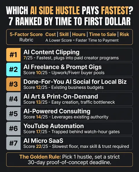 Fastest AI Side Hustles: 7 Ranked by Time to Pay