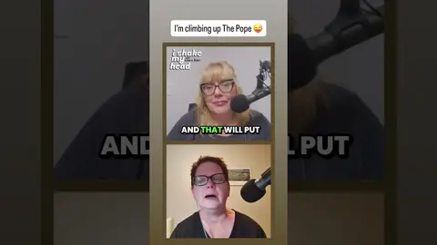 I’m climbing The Pope! Listen to I Shake My Head on any app! #pope #podcast #midlife #funnylady