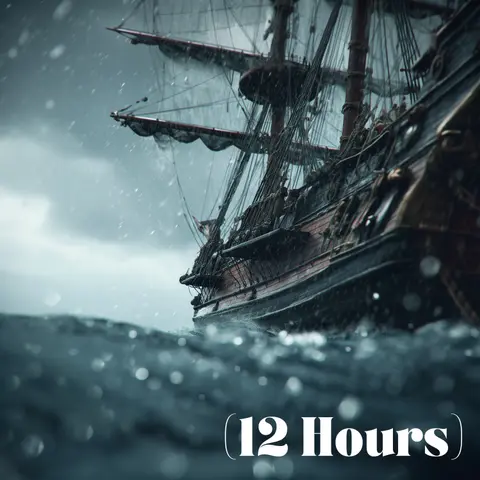 Creaking Wooden Ship Sailing in Rain and Ocean Waves | Sleep Sound (12 Hours)