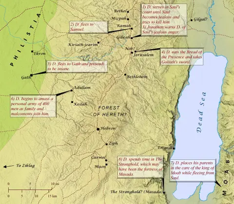 Map - David Flees Saul