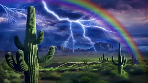 Rain & Thunder Sounds for Deep Sleep | Fall Asleep to Desert Monsoon