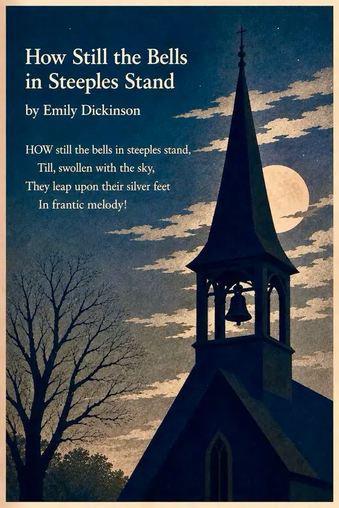 "How Still the Bells in Steeples Stand" by Emily Dickinson