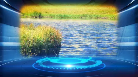 Hologram Stream & Deep White Noise | Sleep, Study, Focus | 10 Hours Water & Spaceship Sounds