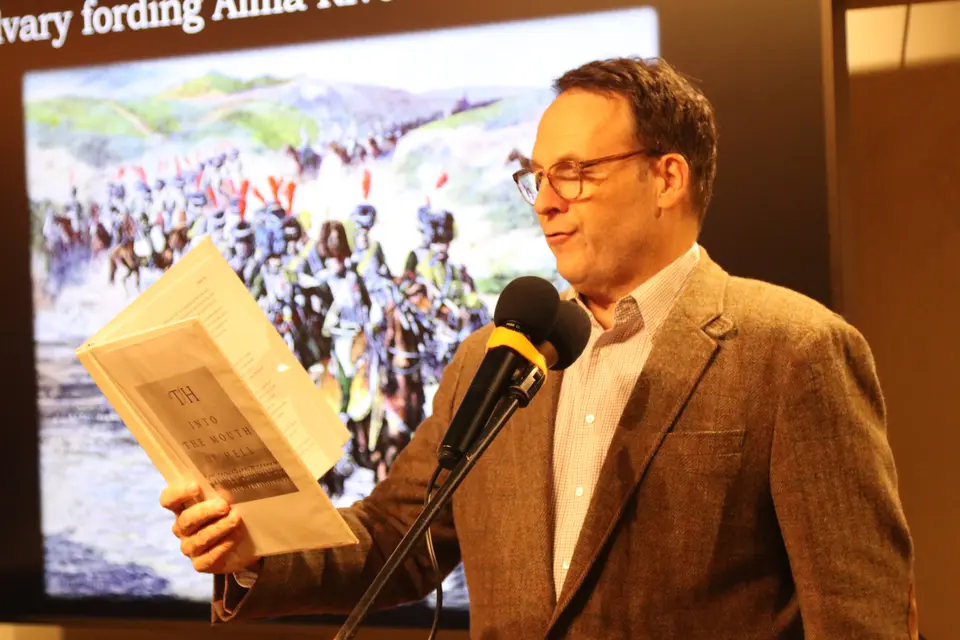Brian Hotaling reading from the script for Into the Mouth of Hell