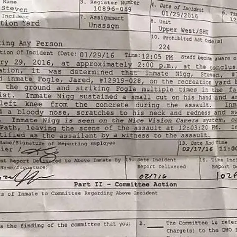 Interview with former federal prisoner Steven Nigg (2023): Assaulted Jared from Subway