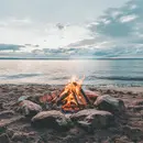 Campfire & Ocean Waves White Noise | 8 Hours of Calm and Relaxation
