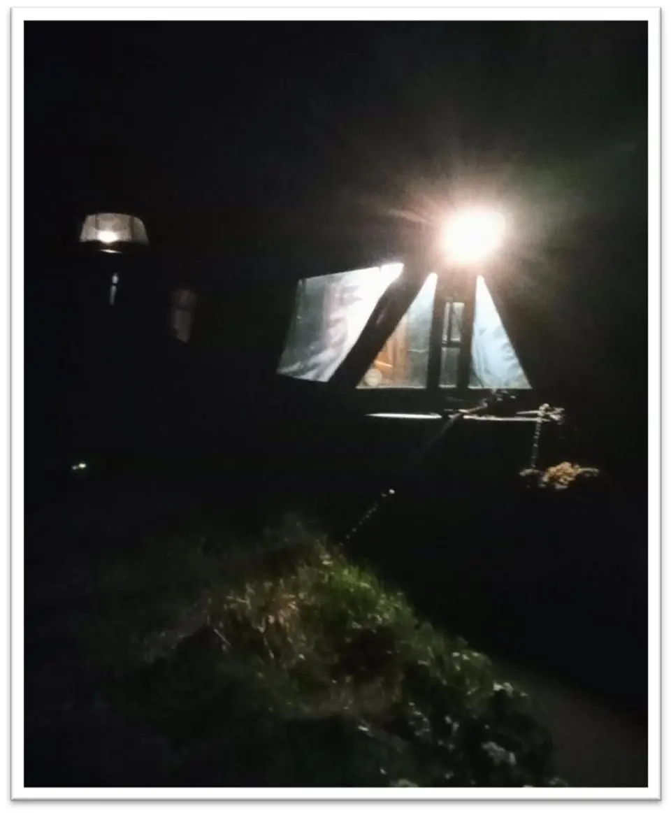 Erica at night with her main headlamp on