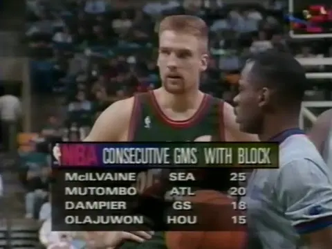 Jim McIlvaine highlights - seven points, four rebounds & four blocks - Sonics @ Celtics [01-09-1998]