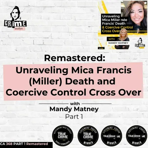 Ep 368: Remastered: Unraveling Mica Francis (Miller)  Death and Coercive Control Cross Over with Mandy Matney, Part 1