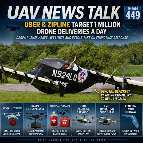 Uber & Zipline Target 1 Million Drone Deliveries a Day + DARPA’s Extreme-Lift Drone Challenge
